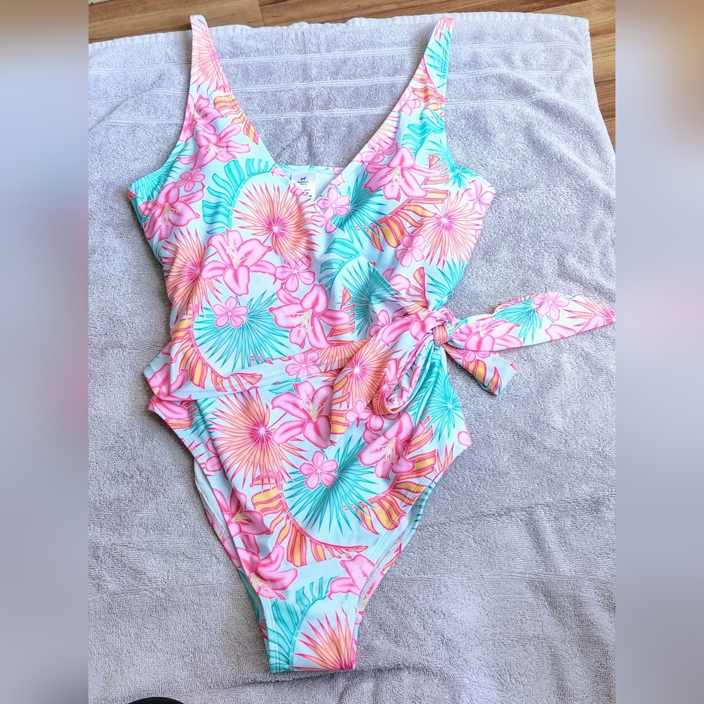 Tropical Pink Floral Swimsuit